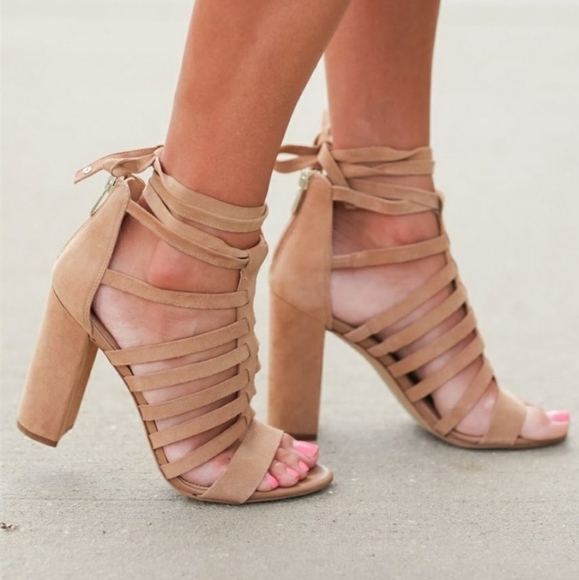 Sam Edelman Shoes - Sam Edelman Yarina Caged Suede Sandal Nude Size 9